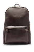 Leather backpack with embossed logo