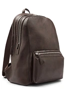 Leather backpack with embossed logo