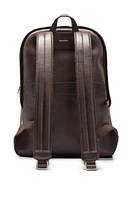 Leather backpack with embossed logo