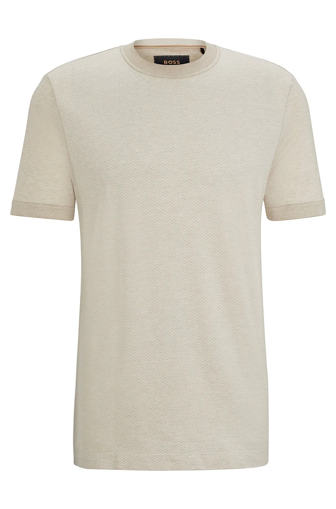 Cotton-silk regular-fit T-shirt with mixed structures