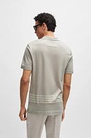 Cotton-silk polo shirt with striped details