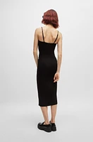 Stretch-jersey dress with logo-trim strap