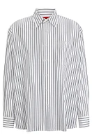 Oversize-fit shirt striped cotton poplin