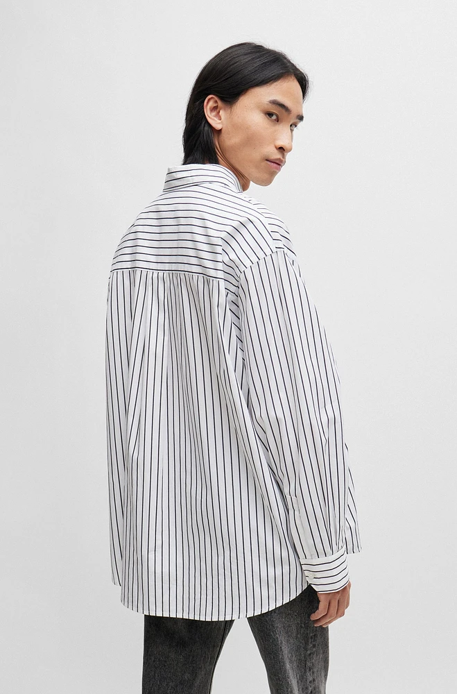 Oversize-fit shirt striped cotton poplin