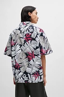 Camisa oversize fit de popelín algodón con logo estampado la temporada