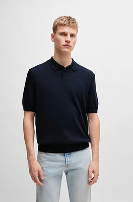 Short-sleeved polo sweater with embroidered logo