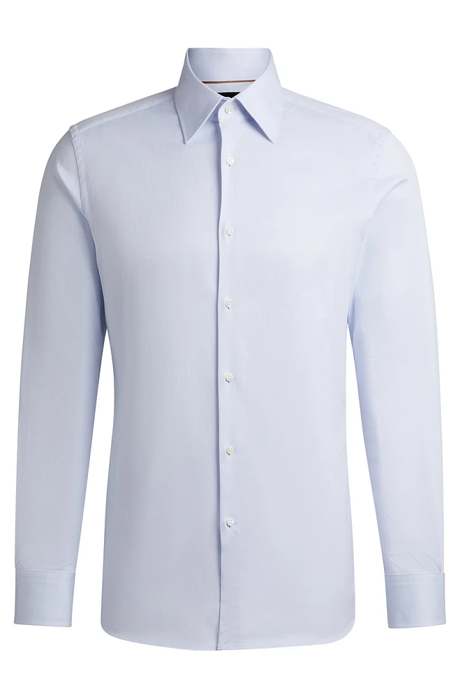 Camisa slim fit de algodón elástico estructurado