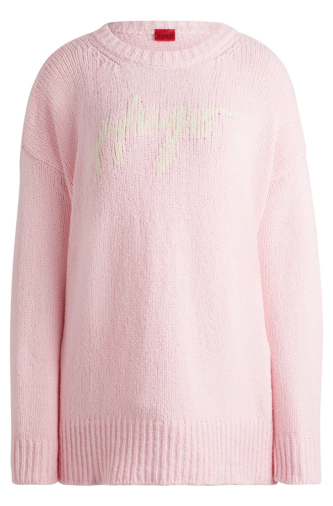 Oversize-fit sweater with handwritten logo