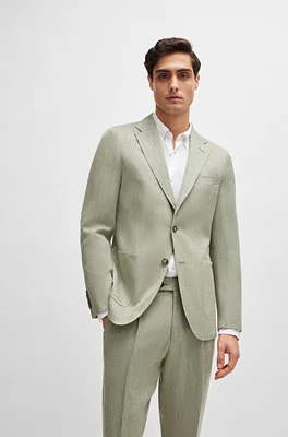 Slim-fit blazer herringbone linen and silk