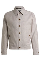 Slim-fit jacket herringbone linen and silk