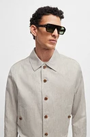 Slim-fit jacket herringbone linen and silk