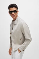 Slim-fit jacket herringbone linen and silk