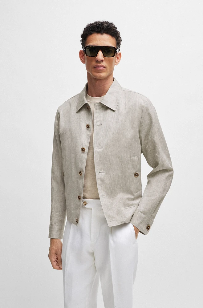 Slim-fit jacket herringbone linen and silk