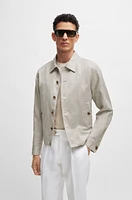 Slim-fit jacket herringbone linen and silk