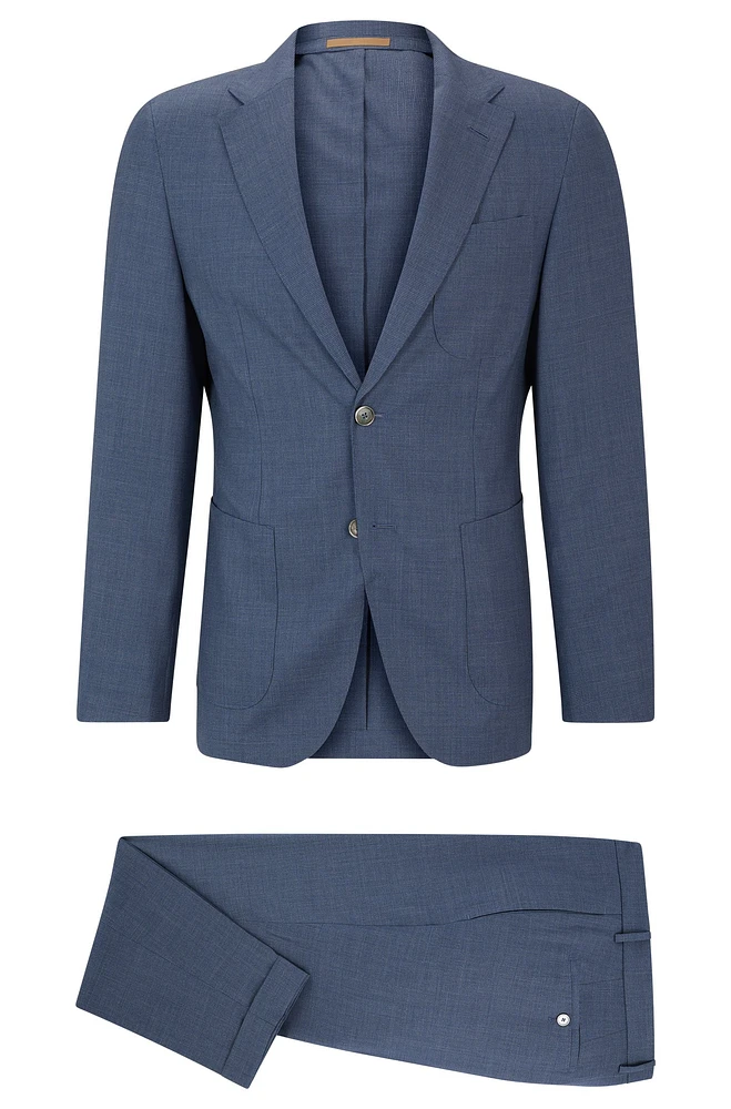 Slim-fit suit patterned virgin wool and silk
