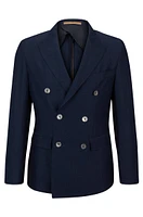 Slim-fit jacket herringbone virgin wool and linen