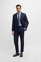 Slim-fit jacket herringbone virgin wool and linen