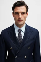 Slim-fit jacket herringbone virgin wool and linen