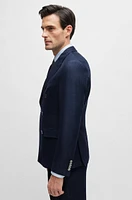 Slim-fit jacket herringbone virgin wool and linen