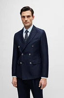 Slim-fit jacket herringbone virgin wool and linen