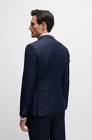 Slim-fit jacket herringbone virgin wool and linen