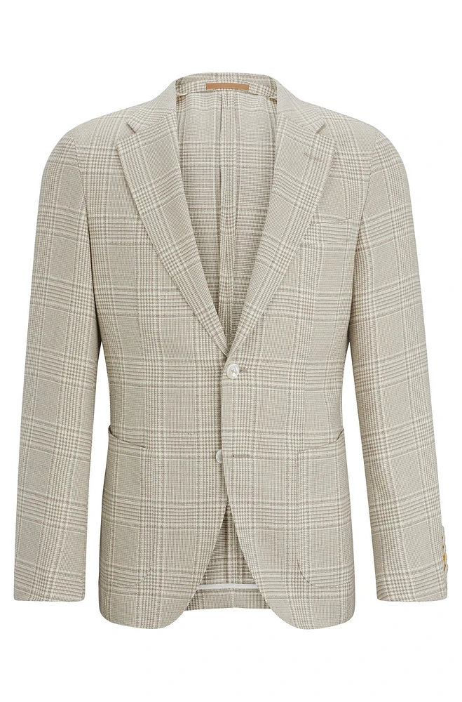 Slim-fit jacket checked wool, linen and silk