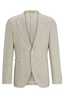 Slim-fit jacket checked wool, linen and silk