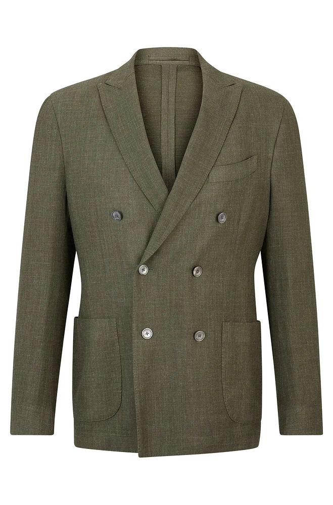 Slim-fit jacket wool, silk and linen