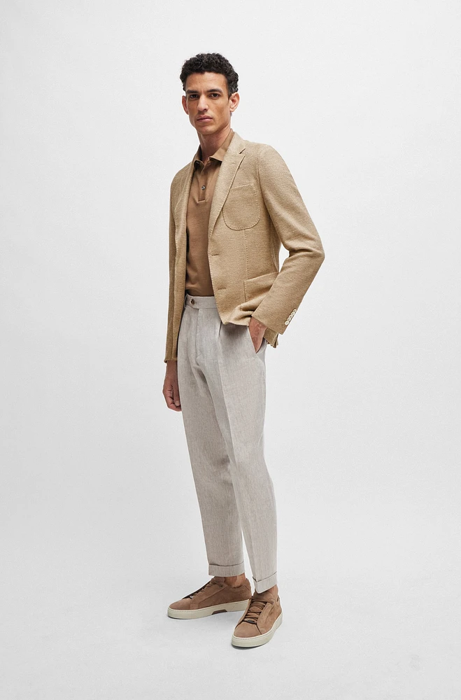 Slim-fit jacket micro-patterned linen and cotton