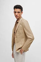 Slim-fit jacket micro-patterned linen and cotton