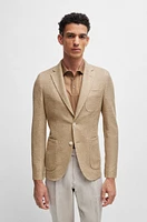 Slim-fit jacket micro-patterned linen and cotton