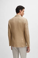 Slim-fit jacket micro-patterned linen and cotton