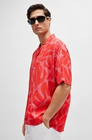 Relaxed-fit shirt seasonal print with camp collar