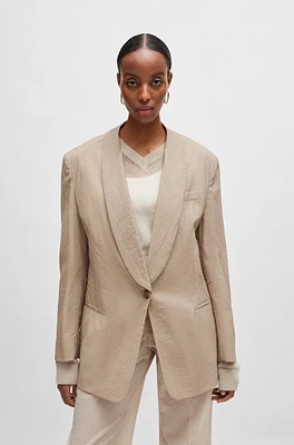 BOSS - Single-button jacket with shawl lapels Light Beige