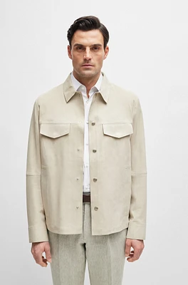 BOSS - Regular-fit shirt metis suede Light Beige