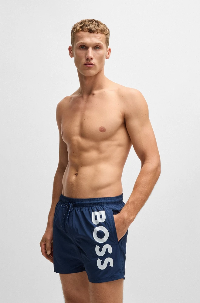 Contrast-logo swim shorts quick-drying fabric