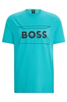 BOSS - Cotton-blend regular-fit T-shirt with logo artwork Light Green