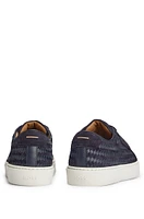 BOSS - Gary Italian-made woven trainers leather and suede Dark Blue