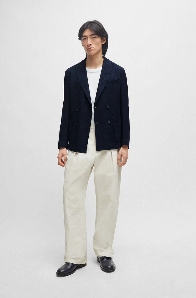 Slim-fit jacket micro-patterned cotton