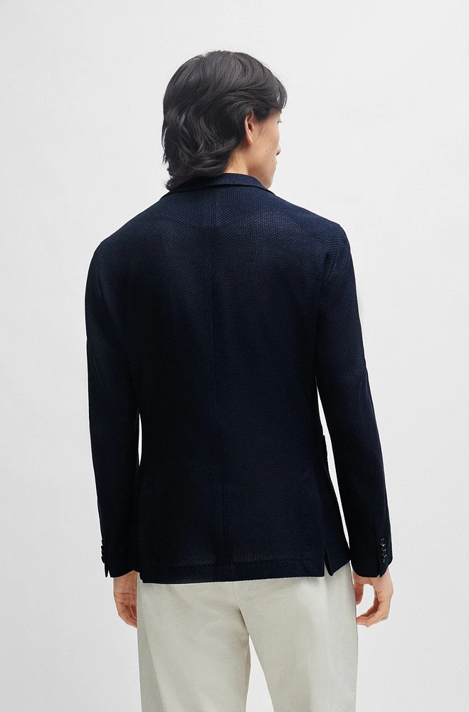 Slim-fit jacket micro-patterned cotton