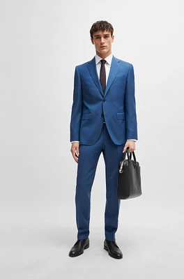 Regular-fit suit micro-patterned virgin wool