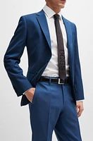 BOSS - Regular-fit suit micro-patterned virgin wool Blue