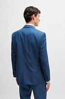 BOSS - Regular-fit suit micro-patterned virgin wool Blue