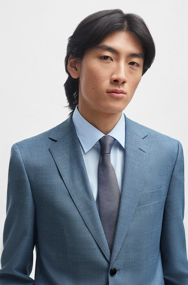 Regular-fit suit micro-patterned virgin wool