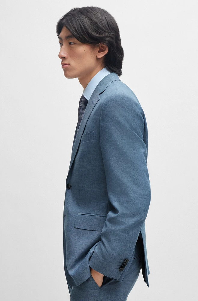 Regular-fit suit micro-patterned virgin wool