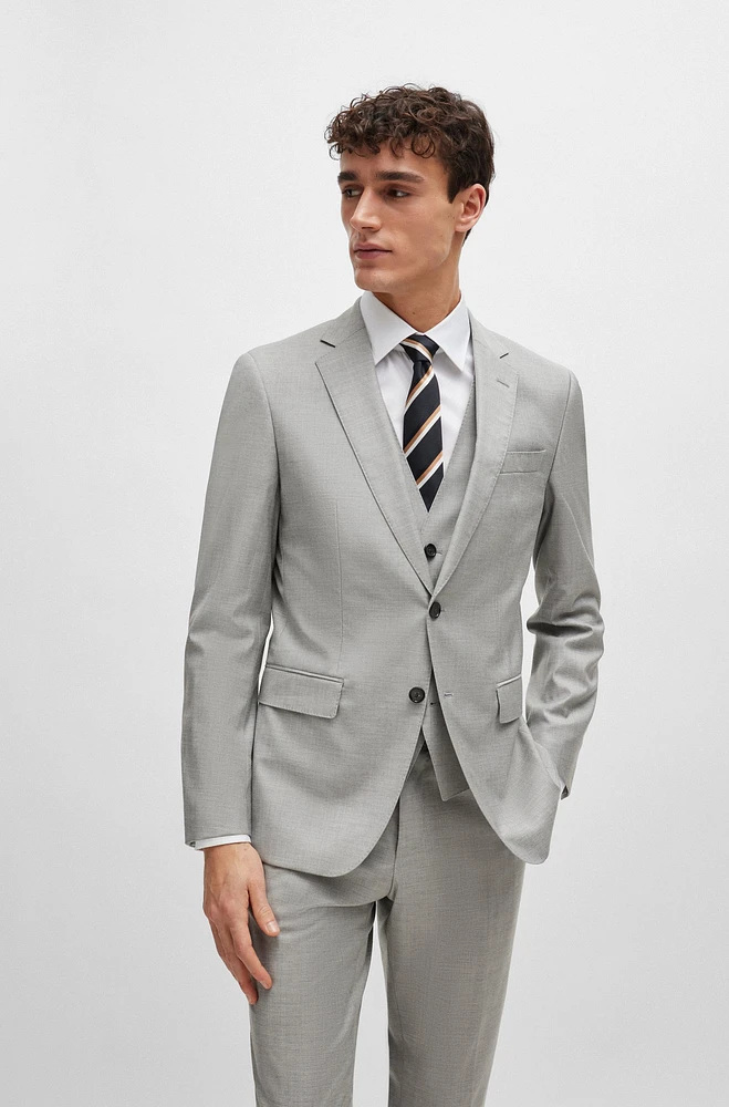 Slim-fit suit a melange wool blend