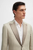 Slim-fit tuxedo micro-patterned linen