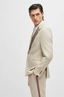 Slim-fit tuxedo micro-patterned linen