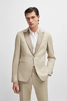 Slim-fit tuxedo micro-patterned linen