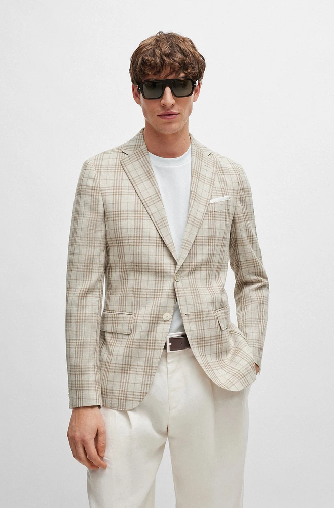 Slim-fit jacket virgin wool, cotton and linen